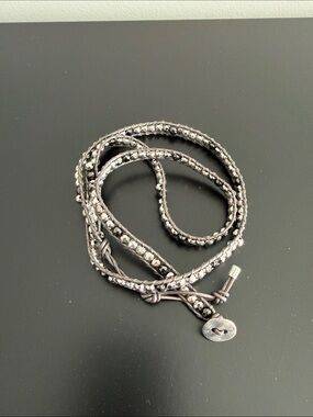 Premier Designs Beaded Wrap Bracelet in Hematite Gray